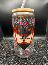 Load image into Gallery viewer, Heart Shape Butt 16oz Libby Glass Jar w/Bamboo Lid &amp; Straw
