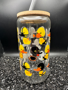BDSM Duck, Pup 16oz Libby Glass Jar w/Bamboo Lid & Straw