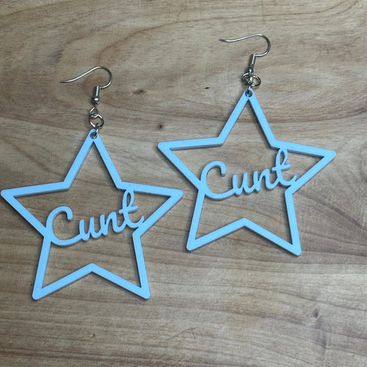 Cunt Earrings, Baby Blue Acrylic