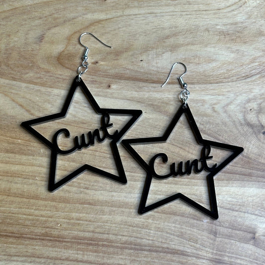 Cunt Earrings, Black Acrylic