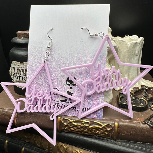 Yes Daddy Earrings, Violet Acrylic