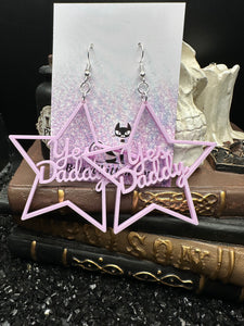 BDSM Yes Daddy Earrings, Violet Acrylic