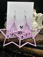 Load image into Gallery viewer, BDSM Yes Daddy Earrings, Violet Acrylic
