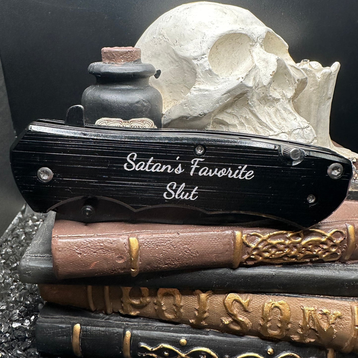 Satan's Favorite Slut Pocket Knife, Personalized Knife