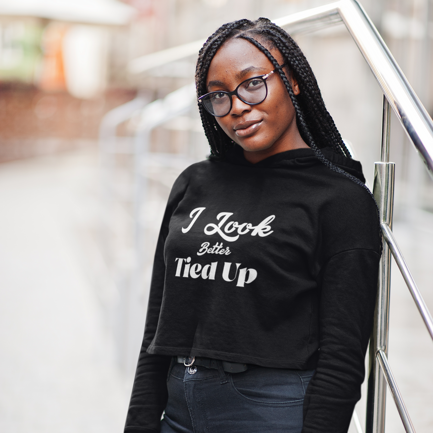 I Look Better Tied Up Women's Crop Hoodie Sweatshirt