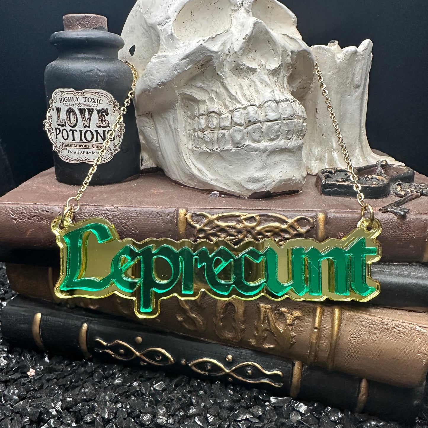 Leprecunt Necklace Mirrored Acrylic Necklace