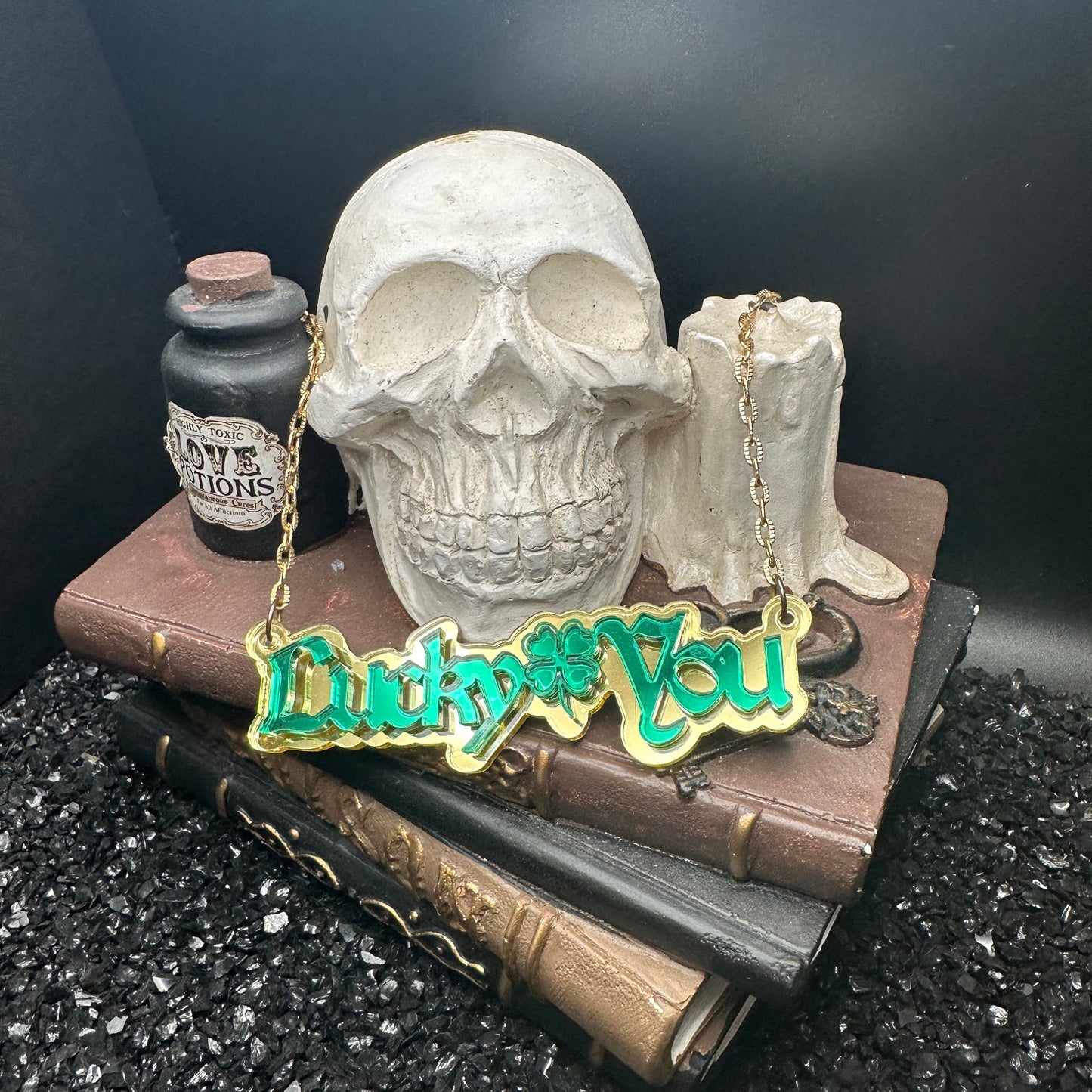 Lucky You Necklace Mirrored Acrylic Necklace