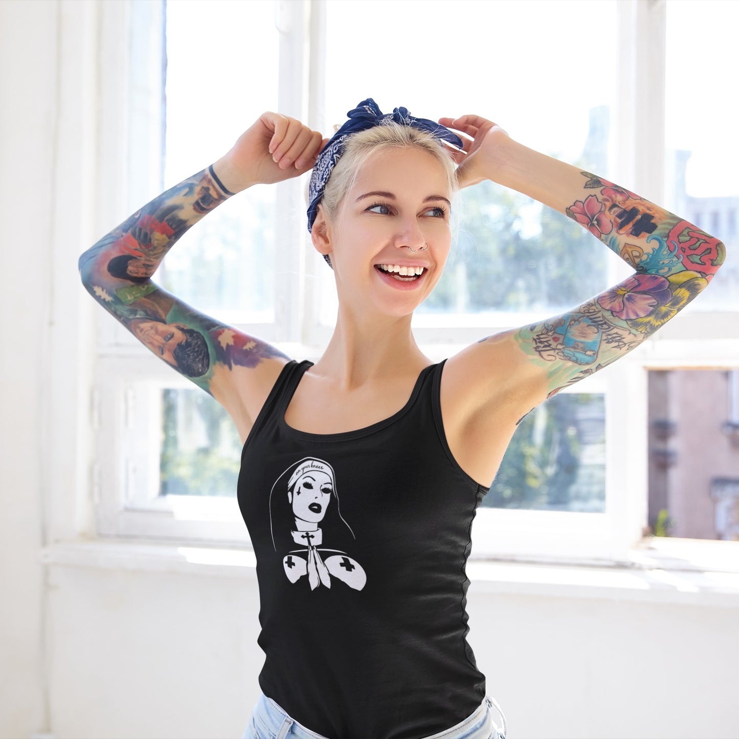 On your knees, Nun Women's Ideal Racerback Tank