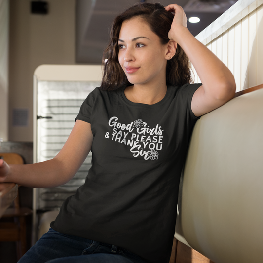 T-shirt unisexe à manches courtes « Good Girls Say Please &amp; Thank You Sir »