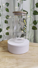 Load and play video in Gallery viewer, Peace, Love &amp; Pineapple 16oz Libby Glass Jar w/Bamboo Lid &amp; Straw
