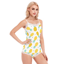 Load image into Gallery viewer, Pineapple Women&#39;s Pajama Set With Lace Edge
