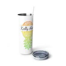 Load image into Gallery viewer, Personalized Upside Down Pineapple Skinny Steel Tumbler with Straw, 20oz
