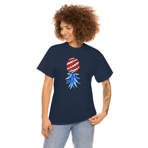 American Upside Down Pineapple T-Shirt Unisex Heavy Cotton Tee