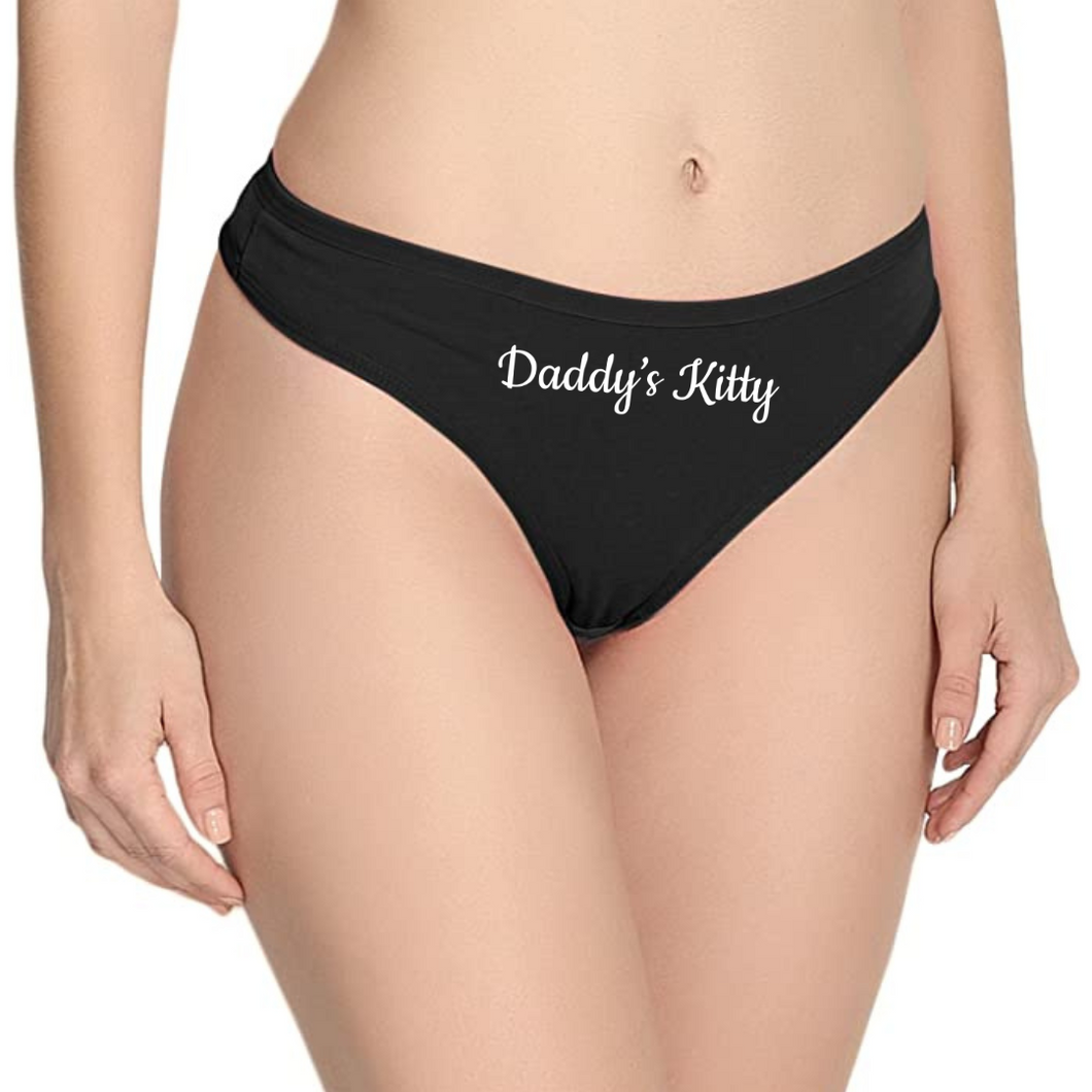 Daddy's Kitty Cotton Thong Panties