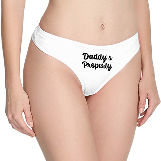 Daddy's Property Cotton Thong Panties