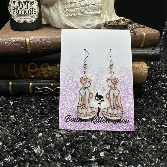 Submissive Women White & Copper Acrylic Earrings