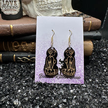 Load image into Gallery viewer, BDSM Submissive Women Black &amp; Gold Acrylic Earrings
