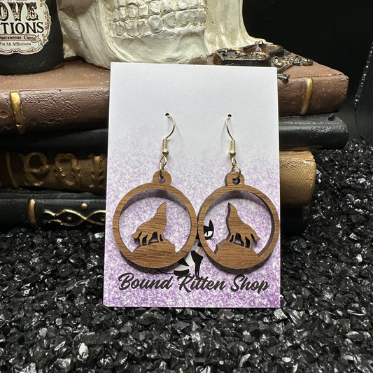 Primal Wolf Wood Earrings
