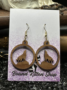 BDSM Primal Wolf Wood Earrings