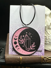 Load image into Gallery viewer, Witchy Moon &amp; Crystal Acrylic Pendant on 18&quot; Silk Wax Cord
