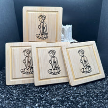 Load image into Gallery viewer, Submissive Girl Bamboo Coasters Set of 4
