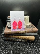 Load image into Gallery viewer, Upside Down Pineapple Hot Pink Acrylic Earrings
