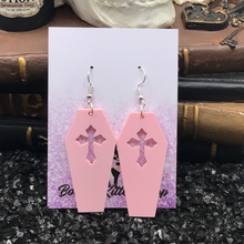 Load image into Gallery viewer, Coffin Pink Pastel Goth Earrings
