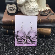 Load image into Gallery viewer, Spooky Trees With Bats Acrylic Earrings
