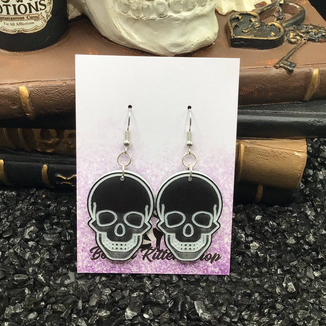 Skull Black Acrylic Earrings