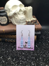 Load image into Gallery viewer, BDSM Heart Paddle Earrings, Baby Blue Acrylic
