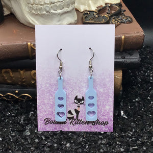 BDSM Heart Paddle Earrings, Baby Blue Acrylic