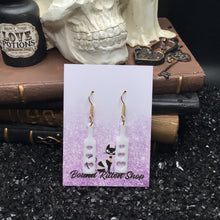 Load image into Gallery viewer, BDSM Heart Paddle White Acrylic Earrings
