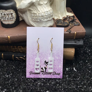 BDSM Heart Paddle White Acrylic Earrings