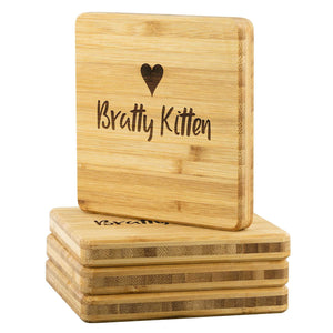 Bratty Kitten Bamboo Coasters Set of 4