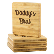 Load image into Gallery viewer, Daddy&#39;s Brat Bamboo Coasters Set of 4
