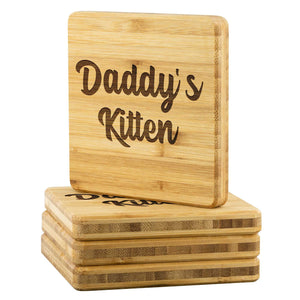 Daddy's Kitten Bamboo Coasters Set of 4
