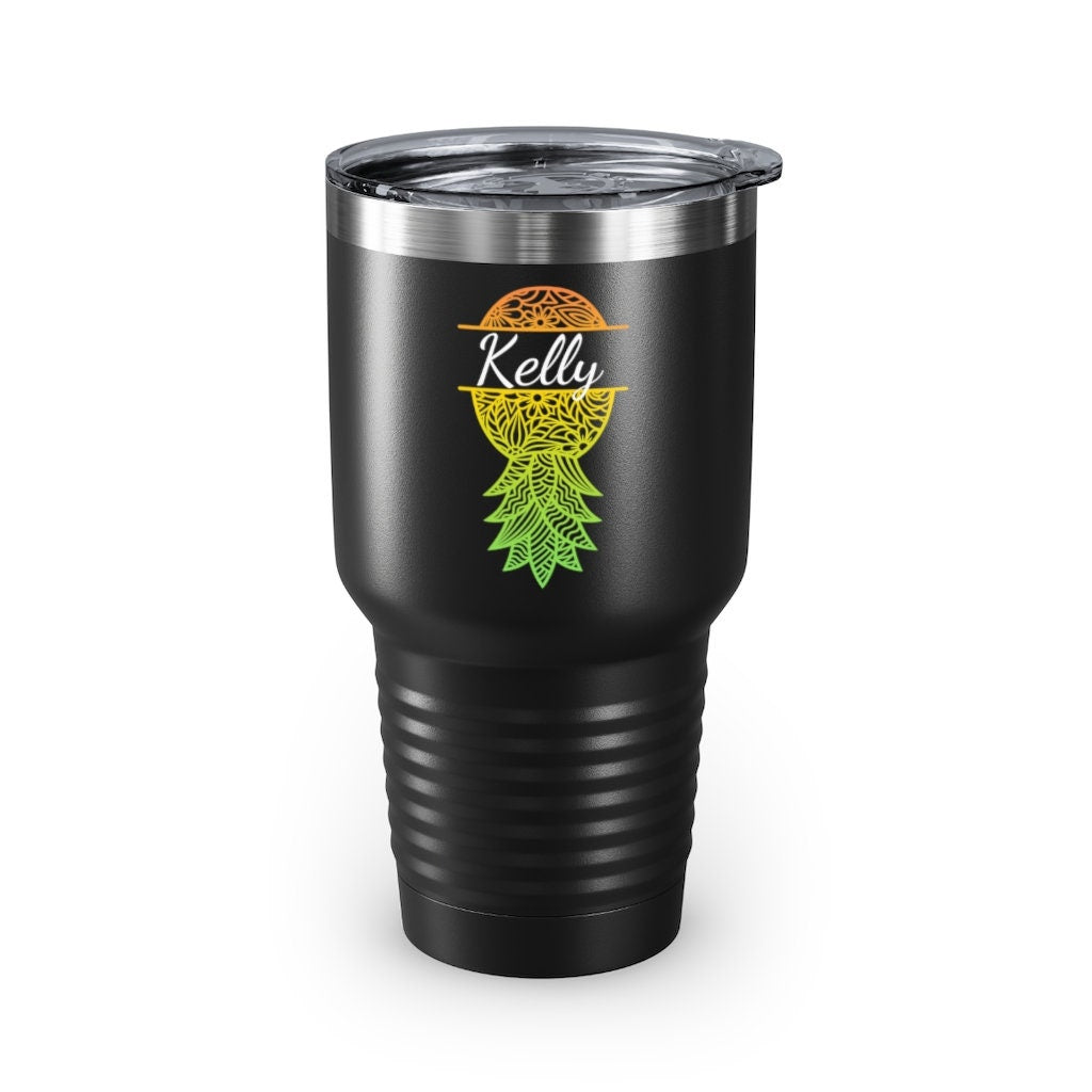 Upside Down Pineapple Personalized with Name Tumbler, 30oz