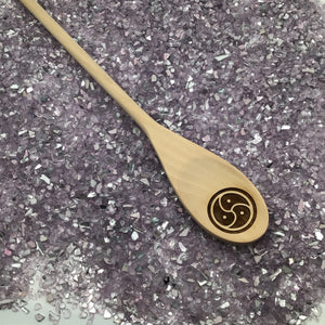BDSM Triskelion Engraved Wood Spoon, 12 inch length