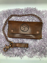 Load image into Gallery viewer, BDSM Triskelion Brown Long Trucker Chain Wallet
