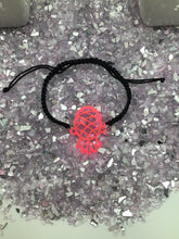 Load image into Gallery viewer, Upside Down Pineapple Hot Pink Acrylic on Adjustable Black Cord Bracelet
