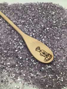 BDSM Submissive Women Engraved Wood Spoon, 12 inch length