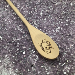 BDSM Fetish Leather Kitten Engraved Wood Spoon, 12 inch Length