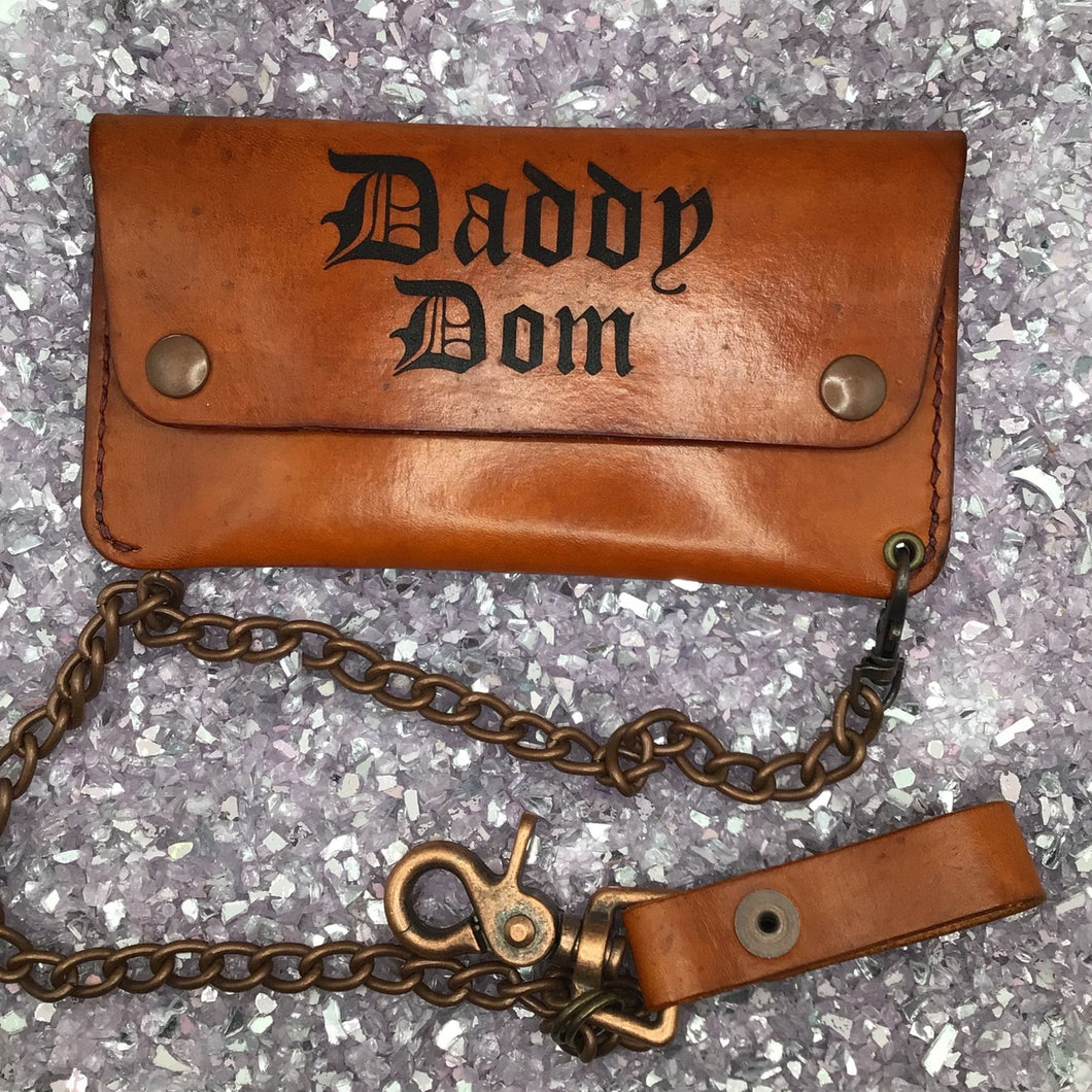 BDSM Daddy Dom Brown Long Trucker Wallet with Chain