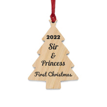 Load image into Gallery viewer, Sir &amp; Princess First Christmas Wooden Christmas Ornaments
