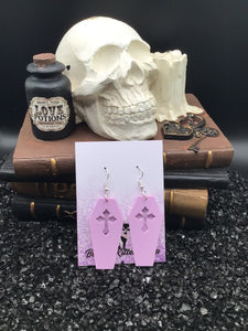 Coffin Violet Lavender Pastel Goth Earrings