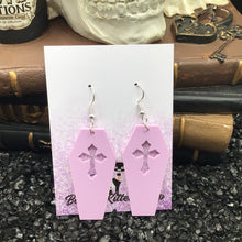 Load image into Gallery viewer, Coffin Violet Lavender Pastel Goth Earrings
