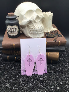 Coffin Violet Lavender Pastel Goth Earrings